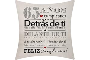 AOCASO 65 cumpleaños Regalo para Las Mujeres Hombres Fundas de cojín para 65 años 65 cumpleaños Feliz cumpleaños Inspirational cumpleaños Funda de cojín para la Esposa Marido Mamá Papá Tía Abuela Abuelo(65)