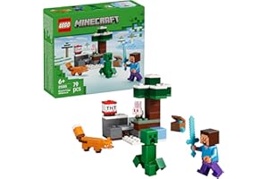 LEGO Minecraft Steves Abenteuer in der Taiga - Spielzeug mit Steve Minifigur - Diamantschwert, Creeper, Fuchs und Baby Kaninchen Figuren - Gamer Geschenk für Jungen und Mädchen ab 6 Jahren - 21583