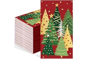 ‎WZCZF 50 Stück Rot Servietten Weihnachten, Weihnachtsbäume Servietten, Tischdeko Weihnachts, Weihnachten Deko Weihnachtsservietten, Weihnachts Papierservietten, Einweg Merry Christmas Papierservietten