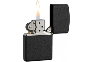 Zippo-stormtändare – Black Crackle, Base Model – Påfyllbar – Återanvändbar – Vindsäker design – Presentask – Tillverkad i USA