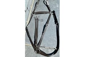 ABERWIEL SADDLERY Adjustable Leather Hunting Breastplate - Running Martingale Attachment - Economy Cob / Black