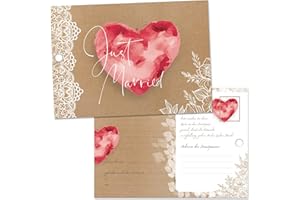 ‎BERILUDESIGN beriluDesign Ballonflugkarten zur Hochzeit - 50 Stück – gelochte, leichte Ballonkarten mit Herz-Motiv für Luftballons