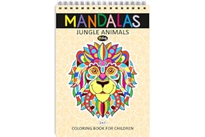 Finoly Mandala Kolorowanka dla Dzieci z 30 Wzorami | Kolorowanka ze Zwierzęcymi Mandalami | Mandala Kolorowanki dla Dzieci z DżungliZwierzętami A4 | Papier Premium | Spiralne Wiązanie | Dzień