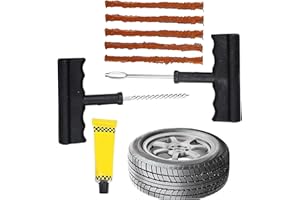 TOPOLENASHOP Kit Riparazione Pneumatici Auto e Moto – Set Professionale con 2 Strumenti a T, Cutter e 5 Strisce – Ripara Gomme per Auto, Moto, Camion, SUV, Jeep, ATV e Trattori Art.003026