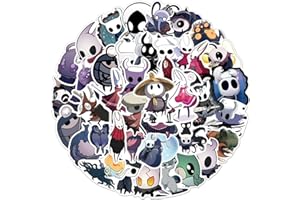 BRIC DODO Hollow Knight Lot de 50 autocollants pour bouteilles d'eau pour ordinateur portable, téléphone, guitare, skateboard, ordinateur, valise, vélo, jeux en vinyle, enfants, adultes