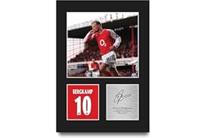 HWC Trading Dennis Bergkamp Arsenal Gifts Printed Signed Autograph Picture for Football Fans and Supporters - A4 Portrait