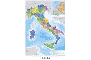 Grupo Erik Cartina Geografica Italia - Cartina Italia da Muro Grande 61 x 91,5 cm | Poster Da Parete Mappa Gigante (Include Mini Mappa dell'Europa)