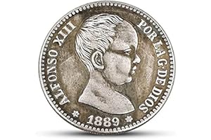 BoodLo 18 Juego Completo De Monedas De Plata Españolas De 5 Pesos 1869-1899 Retrato Grabado Monedas Extranjeras Antiguas, 1889