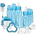 Dr. Brown's Natural Flow Anti-Colic Options+ Special Edition Blue Baby Bottle Gift Set with Soft Sippy Spout Transition Cup, Flexees Teether, Bottle Cleaning Brush and Travel Caps