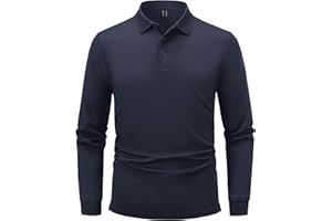 TACVASEN Herren Poloshirt Langarm Golf Tshirts Tactical Shirt Leicht Atmungsaktiv Freizeitshirts mit Brillenhalter