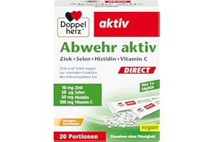 ‎DOPPELHERZ Doppelherz Abwehr aktiv DIRECT - mit Zink, Selen & Vitamin C zur Unterstützung des Immunsystems PLUS Histidin - 20 Micro-Pellets mit Orangen-Geschmack