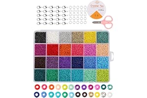 FUNKLU Perline Vetro Perline Colorate per Fai da Te Mini Perle di Braccialetti, Collane, Bigiotteria (2mm 24 Colori)