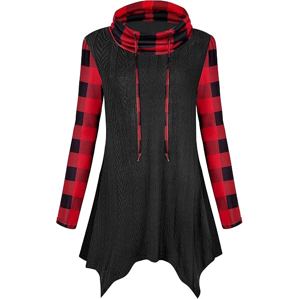 VALOLIA Women's Cowl Neck Long Sleeve Tunic Top - Loose Fit, Button Detail, Knit Fabric - View #7