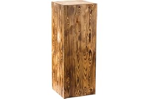 DECORATIVO Holzständer, Holzblock Massiv, Baumstamm Deko - Bodenwindlicht Säule perfekt als Innendekoration/Blumensäule Holz/Dekosäule Holz (Nuss, 80 x 30 x 30 cm)