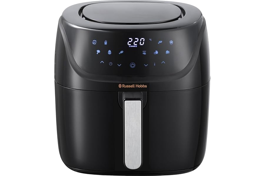 Russell Hobbs XXL Air Fryer, 8 L, SatisFry, 7 Cooking Functions: Grill, Roast, Dehydrate etc. & 10 Programs, Dishwasher OK, Touch Display, Up to 220°C, AirFryer 27170-56