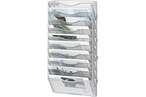 Solinxe Revistero Pared 10 Baldas Metálico - Organizador Pared A4, Archivador Oficina Porta Documentos y Revistas, Carpeta Colgante para Archivos, Hogar Escuela (Plata)