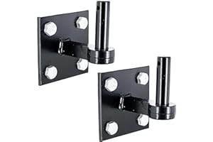 IRONTITE® 2 Pack Heavy Duty Gate Hinges, 19mm Gate Hooks On Plate, to Suit Driveway and Farm Gates. Black Gate Hinges Heavy Duty. 100mm (4") Square Plate.