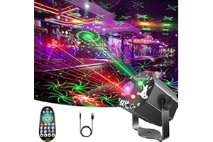 WINSAFE Disco Party Lights, Sound Activated DJ Strobe Lights Stage Effects for Kids Home Birthday Parties Decorations Karaoke Xmas Wedding Show Club Indoor Projector, 72 Patterns with Remote Contro