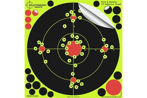 Paquet de 25 – 30.5 cm Adhesif Stick & Splatter Cibles Splatterburst - Les Coups Jaunes Brillants sont faciles à Voir - Rifles -Pistols- Airguns - Airsoft