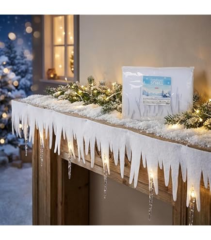 Bordure Stalactites Neige Artificielle à Suspendre - 1,2 M - Décoration Noël Blanc Pour Intérieur