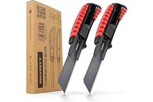 HASKYY Profesjonalny uniwersalny nóż do cięcia, zestaw 2 noży 18 mm, wyjątkowo ostre ostrze SK5, ergonomiczny korpus z gumowymi rowkami i bezpieczną wymianą ostrza