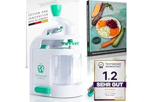 freegreen® GERMANY Spiralschneider mit Auffangbehälter [inkl. Kochbuch] I Ein Zoodle Maker, der begeistert I Zaubere Dir Dein Traumgericht aus Obst- & Gemüsenudeln