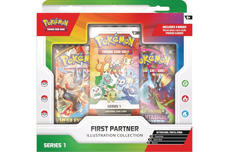 Pokémon TCG: First Partner Illustration Collection—Series 1 (3 Promo Cards, 2 Booster Packs & 1 Sticker Sheet)