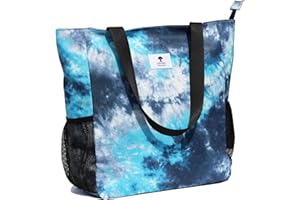 ESVAN Borsa a tracolla grande, motivo floreale, impermeabile, per palestra, spiaggia, viaggi e uso quotidiano, verde ([D]), Large