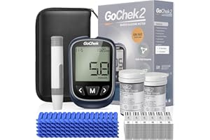FOVIFLXY GoChek Diabetes Test Kit, Blood Sugar Tester with Ketone and Hypo Warning, 450 Memory, Blood Glucose Monitor with Test Strips*50 and Lancet*50 -in mmol/L