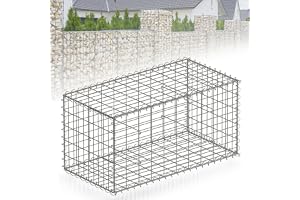 Floordirekt Gabione, stenkorg av metall, 100 x 50 x 50 cm galvaniserad trådkorg med maskstorlek 5 x 10 cm, stenmur som trädgå