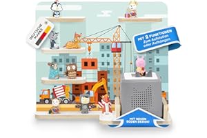 ‎STADTECKEN stadtecken Kinder Regal für Musikbox I Geeignet für die Toniebox und ca. 35 Tonies I Perfekte Aufbewahrung für Kinderzimmer I zum Aufstellen oder Aufhängen (Baustelle, Mittel)