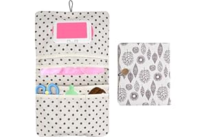 Nicrulp Wickeltasche Organizer, Windeltasche für Unterwegs, Wickelorganizer mit Wickelunterlage, Baby Wickel Organizer, Kleine Wickelorganise, 2-in-1-Organizer und Kosmetiktasche für Mütter (18×21cm)
