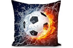 HUASHUZI Kissenbezug 40x40 Kissen Fussball Geschenke Jungen fußball Zimmer deko Geburtstag Kinder jugendzimmer sofakissen dekokissen