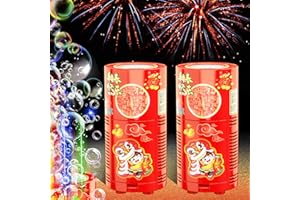 IVTIVFU Machine à Bulles de Feux d'artifice (2PCS 13 Trous), Machine Automatique à Bulles de Feux d'artifice avec lumières et Son fermable pour Enfants, Noël, fête.