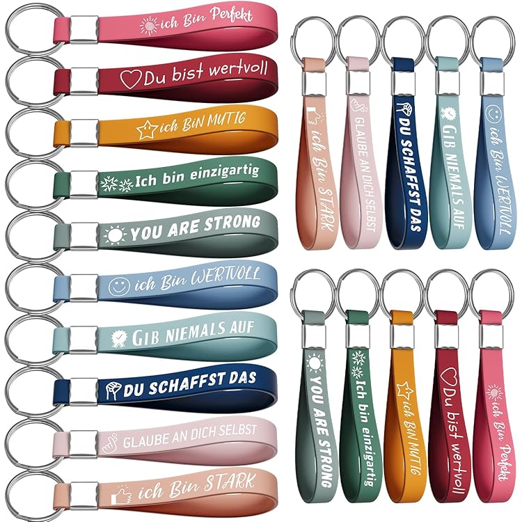 Huiguli 24 Stuks Inspirerende Citaat Sleutelhangers Siliconen Rubberen Sleutelhanger, Inspirerende Woorden Siliconen Sleutelhangers, Voor Collega's, Leraar, Sleutels, Auto, Meerkleurig
