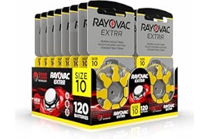 Hearing360 120 Batterie per apparecchi acustici Rayovac Extra modello 10, durata superiore, compatibilità universale, senza mercurio (15 blister da 8 pile)