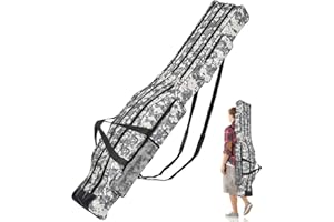 ‎SUNFRY Sunfry Angeltasche Rutentasche Rod Case Angeln Tasche mit 3 Fächern, 150cm Rutenfutteral Angelkoffer Angelrutentaschen, Wasserdicht Falten Angeln Stange Werkzeuge für Angelruten und Rutenhalter