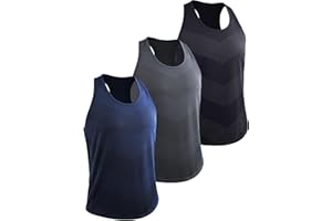 Cadmus Men's 3 Pack Gym Muscle Vest Running Dry-Fit Sleeveless Y-Back Tank Top Training Fitness Shirts