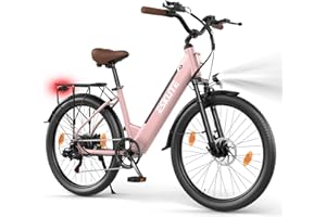 ESKUTE C100 Plus Bici Elettrica, 26 Pollici Bicicletta Elettrica, Motore 250W, Batteria Rimovibile 36V 13Ah, Velocità Massima di 25 km/h, 7 Velocità, Display LCD, E-bike per Adulti