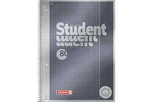 Brunnen Notatnik Student Premium, 4 otwory (uszlachetniona okładka z efektem metalicznym, A4, w kratkę, liniatura 26, 90 g/m², 80 arkuszy)