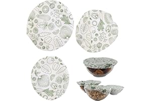 COOK CONCEPT - Set di 3 coperchi in tessuto riutilizzabili per la conservazione degli alimenti, accessorio da cucina ecologico, taglia unica, colori assortiti
