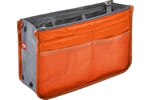 Ducomi Organizador de Bolsos Expandible – con 13 Compartimientos Grandes - Organizador Bolsos de Mujer para Almacenar Maquillaje, Documentos y Teléfonos (Medium, Naranja)