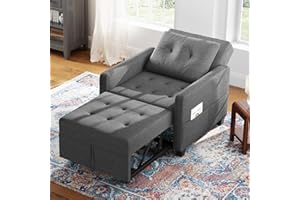 Meskanu Schlafsofa Klein 3 in 1, Klappsofa & Schlafhocker mit Bettfunktion, Sleeper Chair bis 200 kg, Sofabed mit Bezug in Leinenoptik, Schlafsessel für Wohnzimmer & Gästezimmer, Dunkelgrau