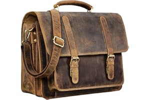 STILORD 'Andro' teczka nauczycielska skórzana vintage torba na ramiê z 14-calow± przegrod± na laptopa torba biznesowa na szerokie pliki DIN A4 prawdziwa skórzana teczka, Kolor:¶redni br±z