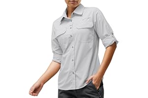 33,000ft Camisa para mujer UPF50+ con protección UV, de secado rápido, para tiempo libre, manga larga, para senderismo, pesca, safari, viajes, golf