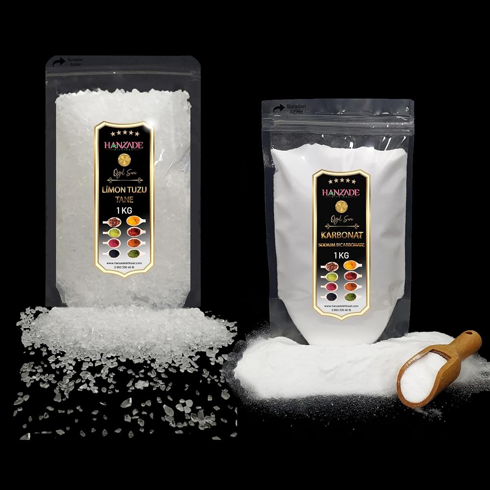 Hanzade Bitkisel Limon Tuzu Tane 1 Kg + Karbonat 1 Kg 2'li Set