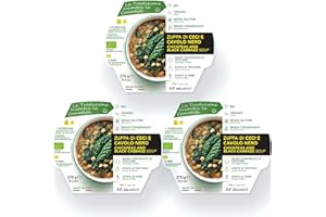 Agricola Miglioretti Zuppa Biologica di Ceci e Cavolo Nero Pronta in 3 Minuti - Vegana, Senza Glutine e Senza Conservanti per un Pasto Sano e Delizioso - 3 porzioni