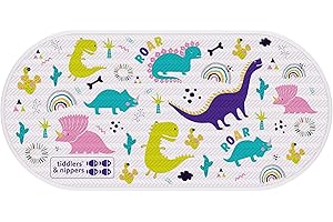 tiddlers & nippers Kids Anti Slip Bath Mat | 79cm x 39cm | Easy Clean, Anti-Mould & Mildew | Non Slip Surface & Suction Cups | Shower Mats for Baby, Children & Toddlers (Dinky Dinos)