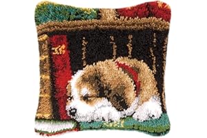 Myriad Choices DIY Latch Hook Kits 3D Broderie stéréo Taie d'oreiller Point de Croix Housse de Coussin de canapé pour Enfants et Adultes ， Image Animale (BZ-269)