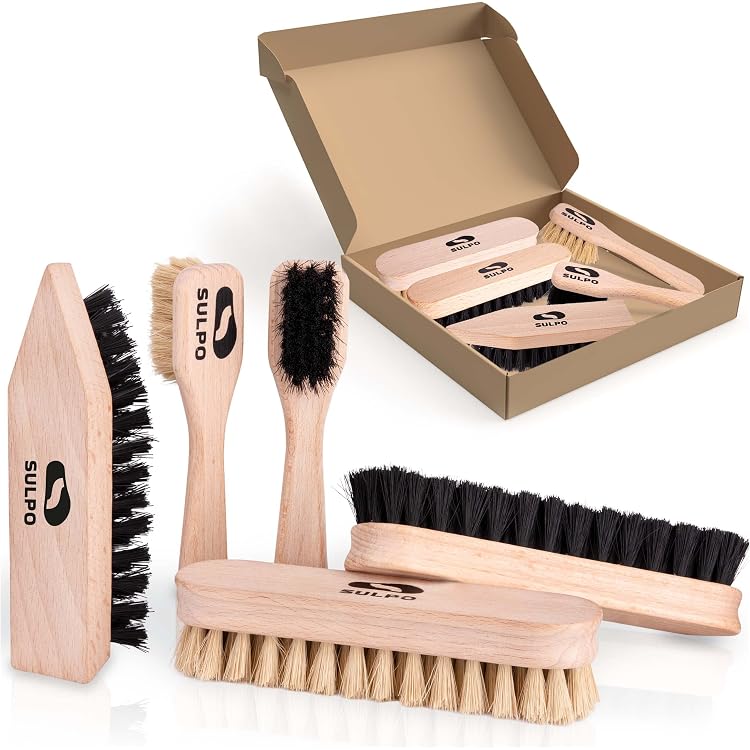 Kit Cirage Chaussures 8 Pièces - Kit Entretien Cuir Voyage Avec Brosses, Vernis Noir Et Neutre